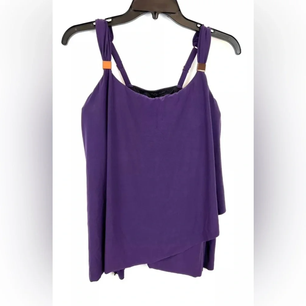 Miraclesuit Women’s Purple Razzle Dazzle Underwire Tankini Top Size 8